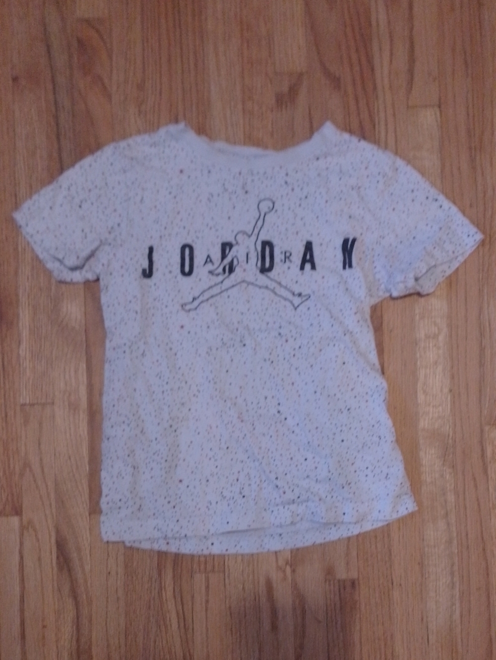 Jordan White Speckled Short Sleeve Tee with Black Jumpman